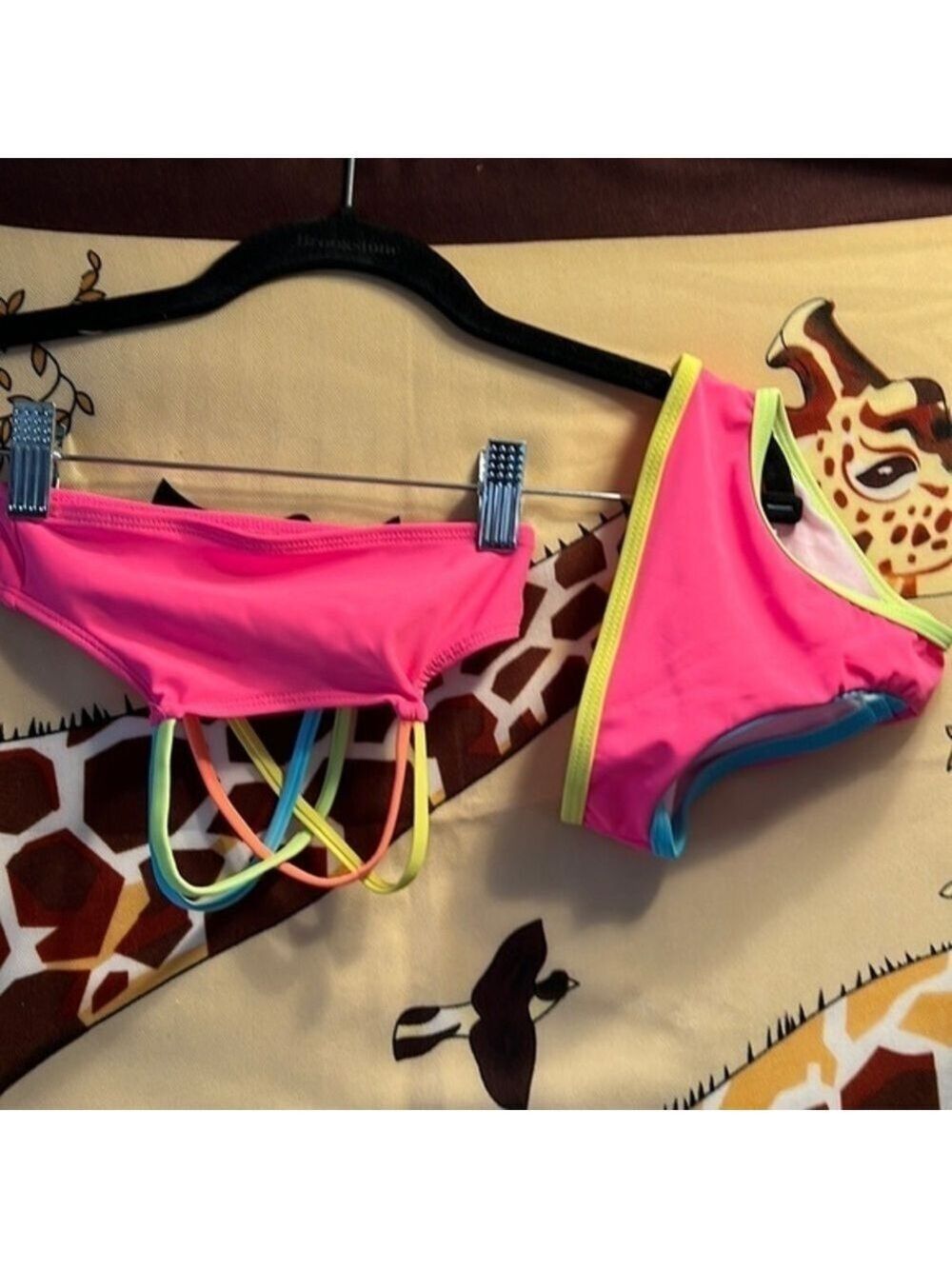 Wonder Nation, 2 pc. Swim suit , Size 2T, Bright Pink, multi color, (T4)